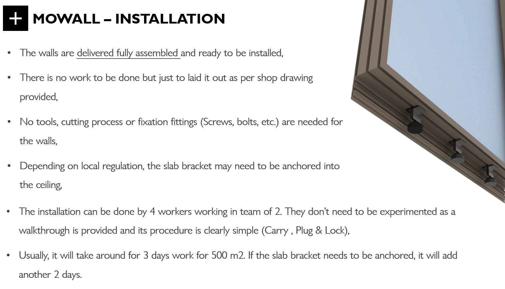 INSTALLATION - MOWALL - ADAPTIVE WALL SYSTEM